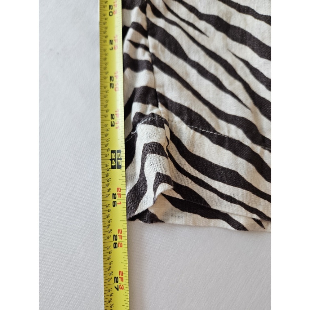 Tahari Brown Striped Zebra Tiger Print Cropped Linen Pants S - Picture 16 of 16